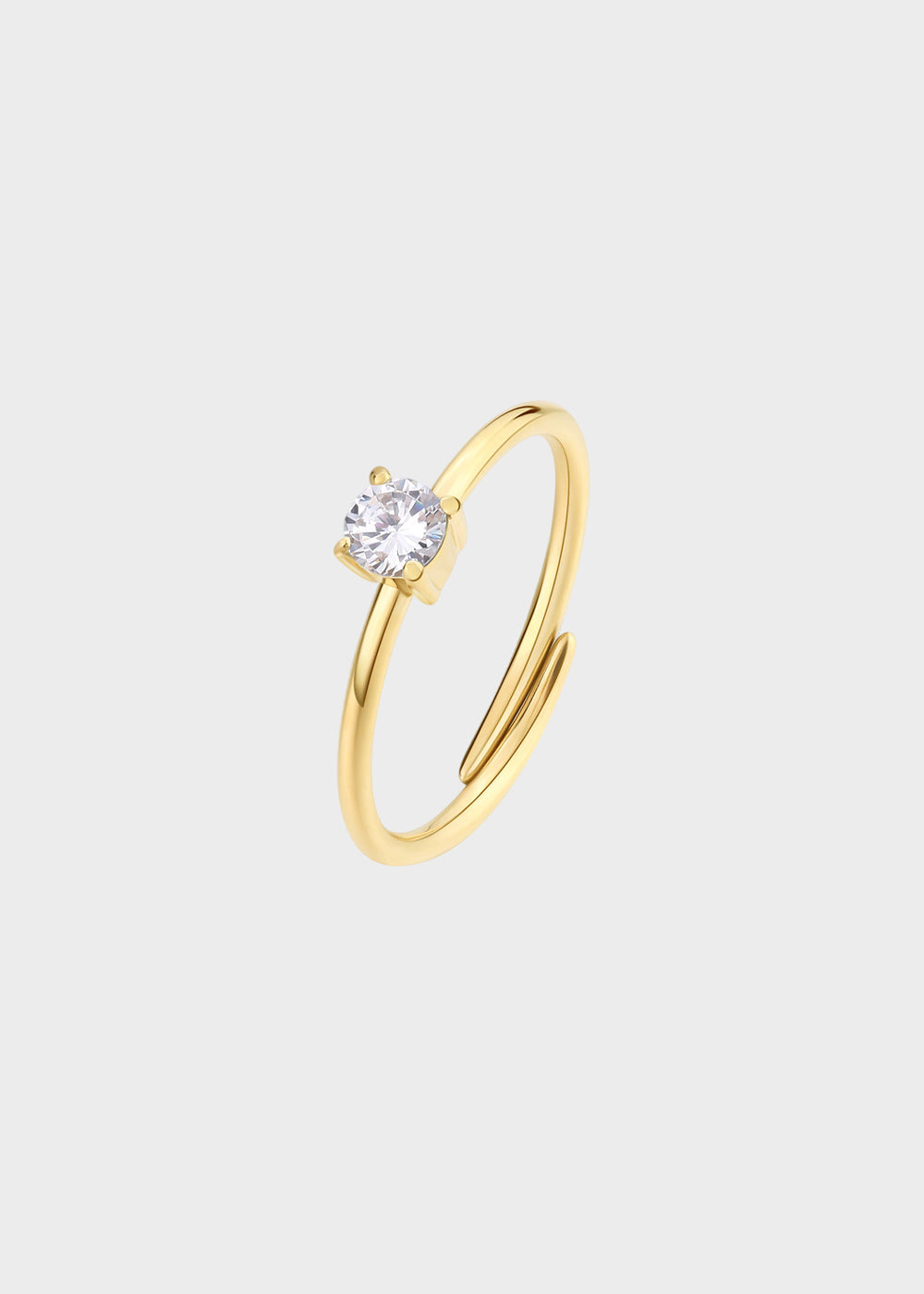 Anello regolabile Dazzly in acciaio color oro con finitura pvd oro 14K e pietra rosa