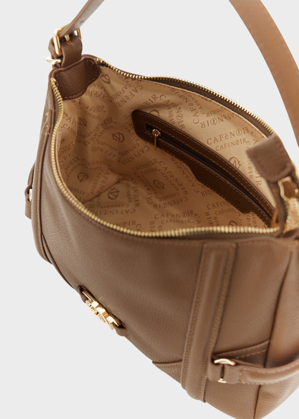 Borsa da spalla con tracolla e logo metallico-4