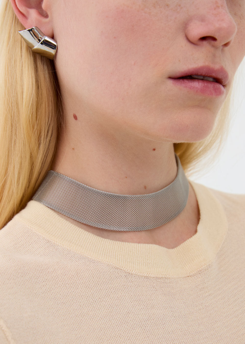 Collana choker in mesh in acciaio inossidabile