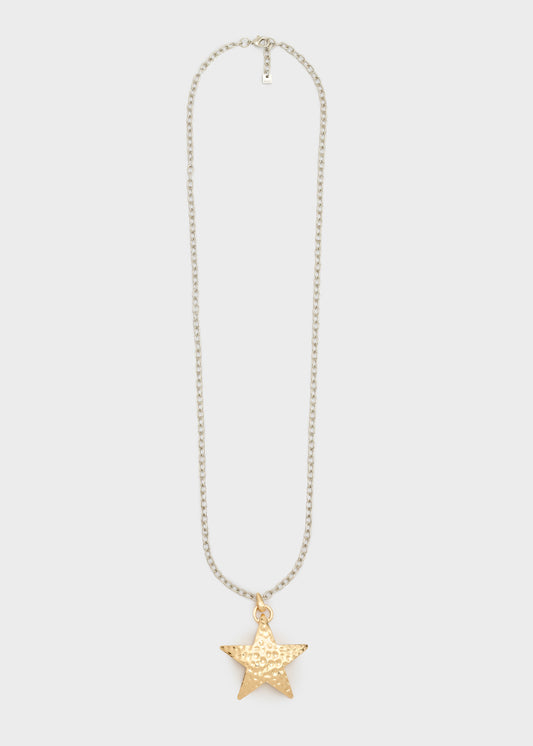Hammered Star Chain Necklace