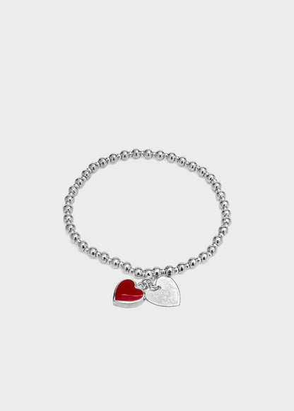 Elastic Bracelet with Red Heart Pendant