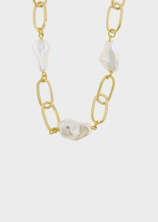 Collana in Metallo color oro con perle irregolari