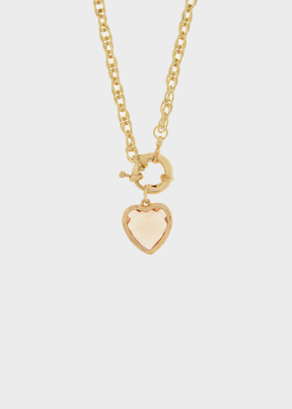 Collana in Metallo color oro con cuore rosa