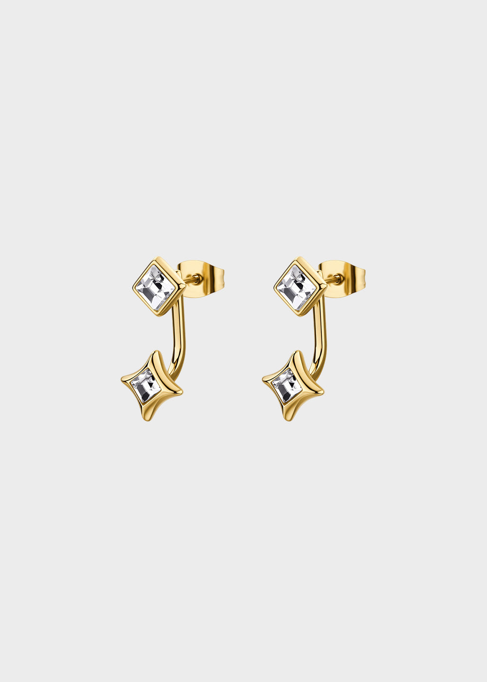 Orecchini Luce in acciaio con finitura pvd oro 14K e cristalli