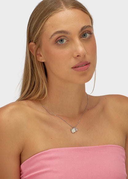 Collana girocollo Feelings in acciaio con pendenti a forma di quadrifoglio e coccinella con smalto rosso e cristalli