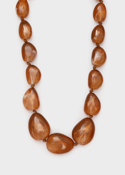 Collana Gaia over in resina nuvolata marrone