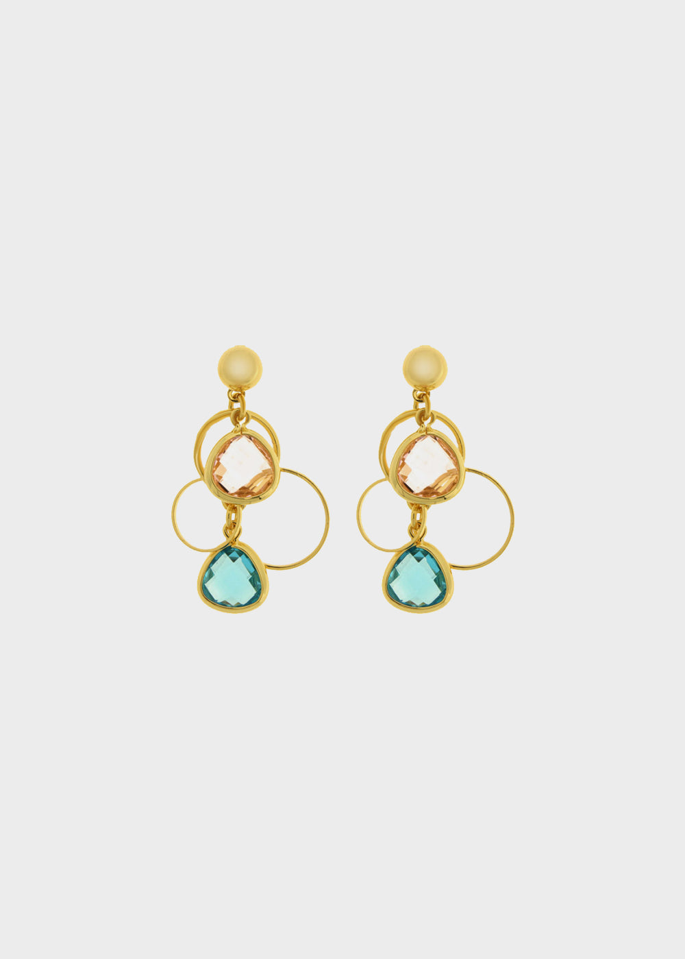 Orecchini pendenti in Metallo color oro con cerchi pietre colorate