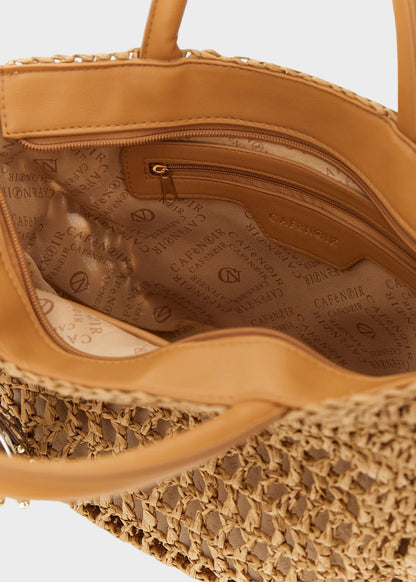 Borsa a mano effetto rafia con tracolla