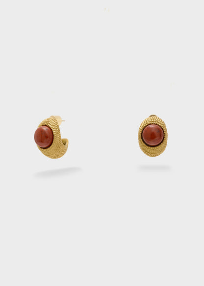 Orecchini Vintage con pietra rosso in acciaio
