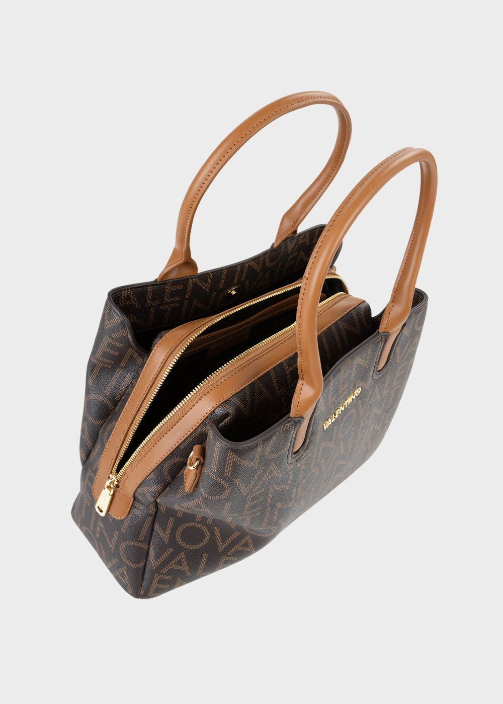 Borsa a mano Regina Re grande con tracolla e logo all over-4