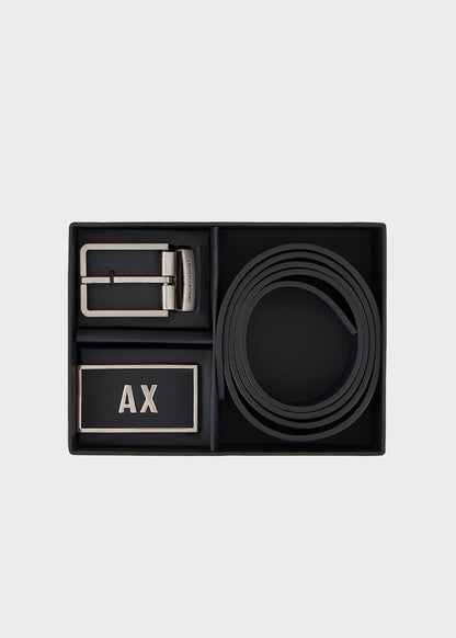 Set cintura reversibile con due fibbie (3 cm)