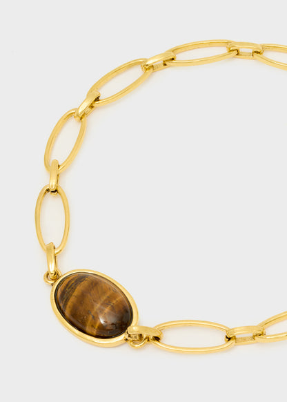 Collana Polly catena e pietra marrone