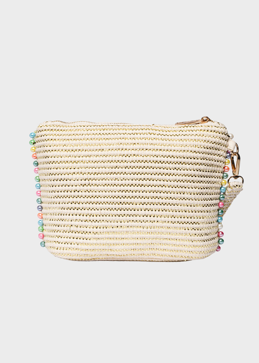 Pochette da Mare in tessuto Cassy Indy con perline laterali e manico rimovibile