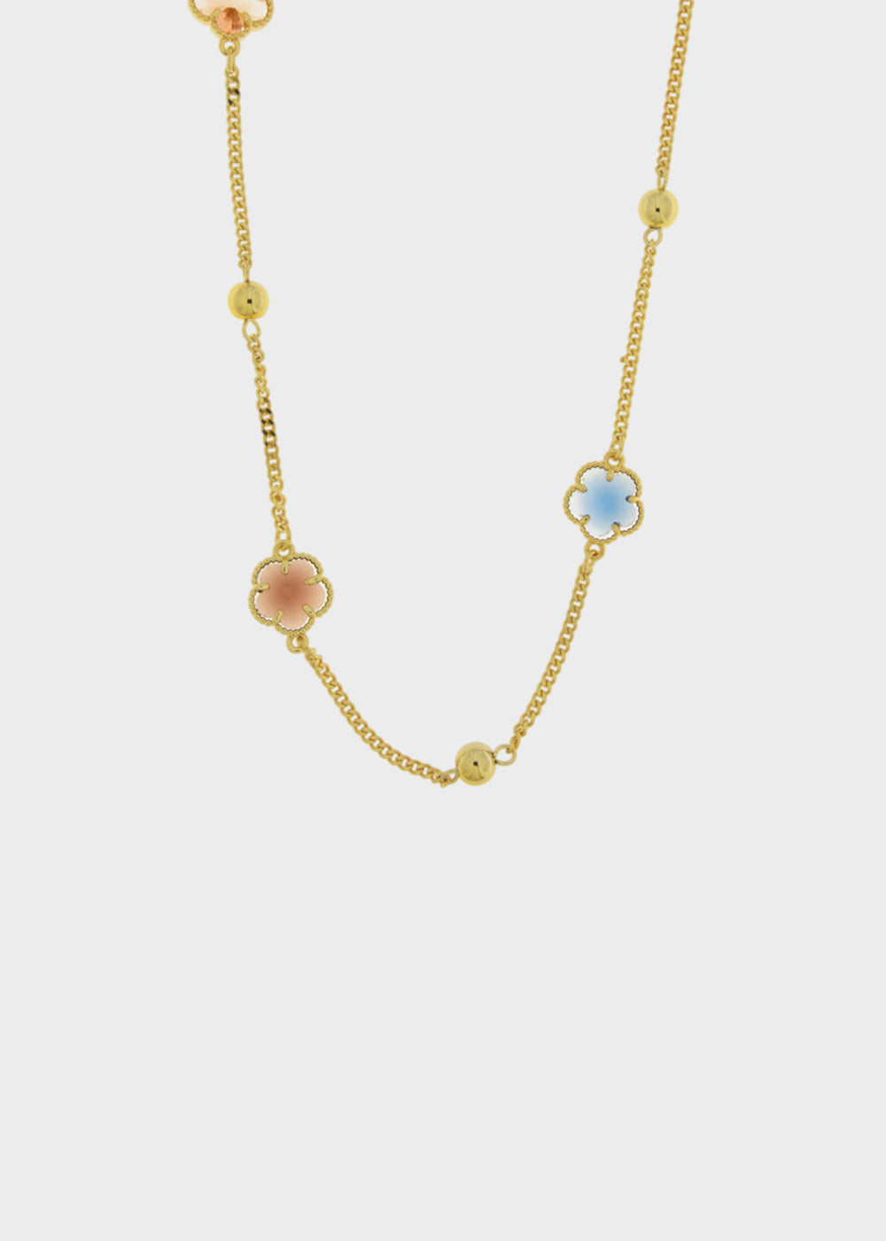 Collana lunga in Metallo color oro con fiori colorati
