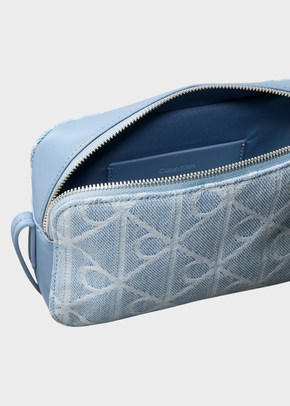 Borsa a tracolla in denim con emblem logo all-over-5