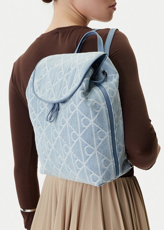 Zaino denim in jacquard con logo