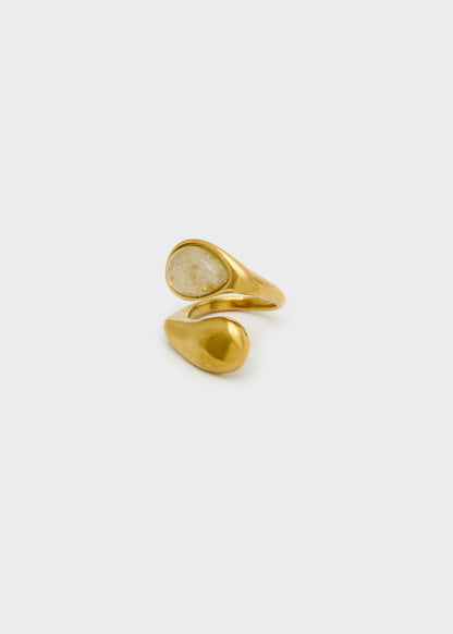 Anello Ory con pietra bianco oro in acciaio