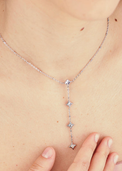 Collana Luce a "Y" in acciaio con pietre pendenti