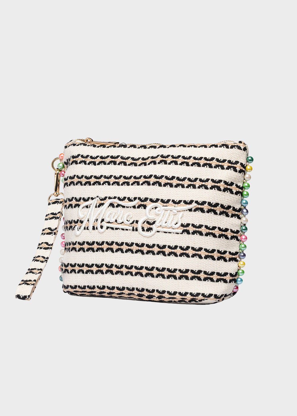Pochette da Mare in tessuto Cassy Indy con perline laterali e manico rimovibile