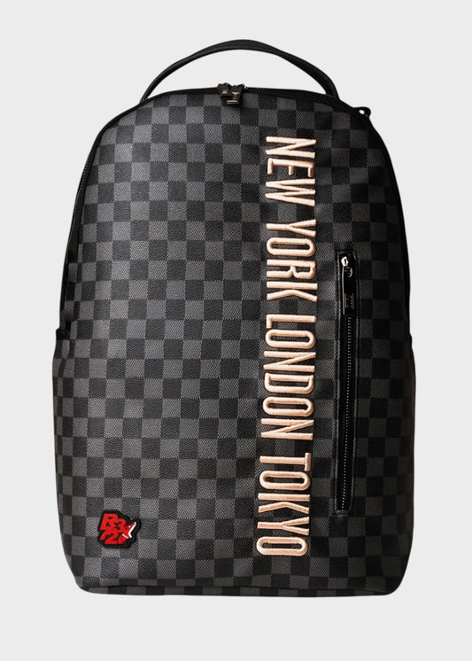 Zaino con ricamo frontale, logo e trama a scacchi, "Limited Edition"