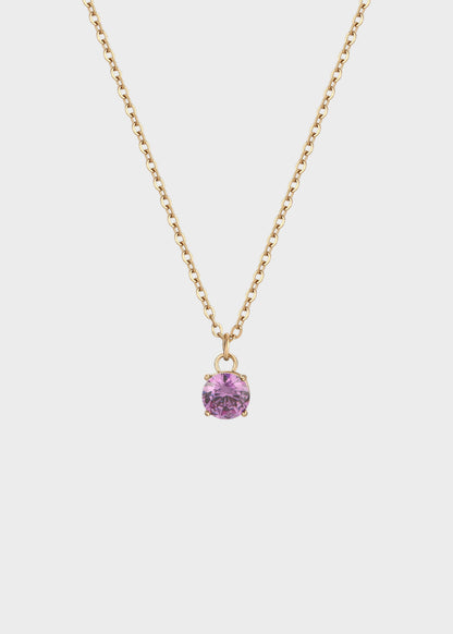 Collana Dazzly girocollo in acciaio con finitura pvd oro 14K e pendente centrale con pietra viola