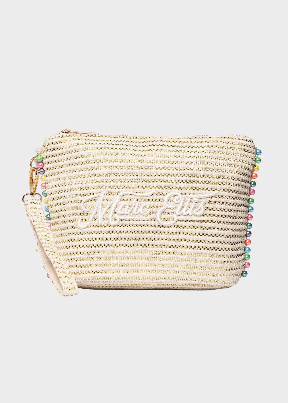 Pochette da Mare in tessuto Cassy Indy con perline laterali e manico rimovibile
