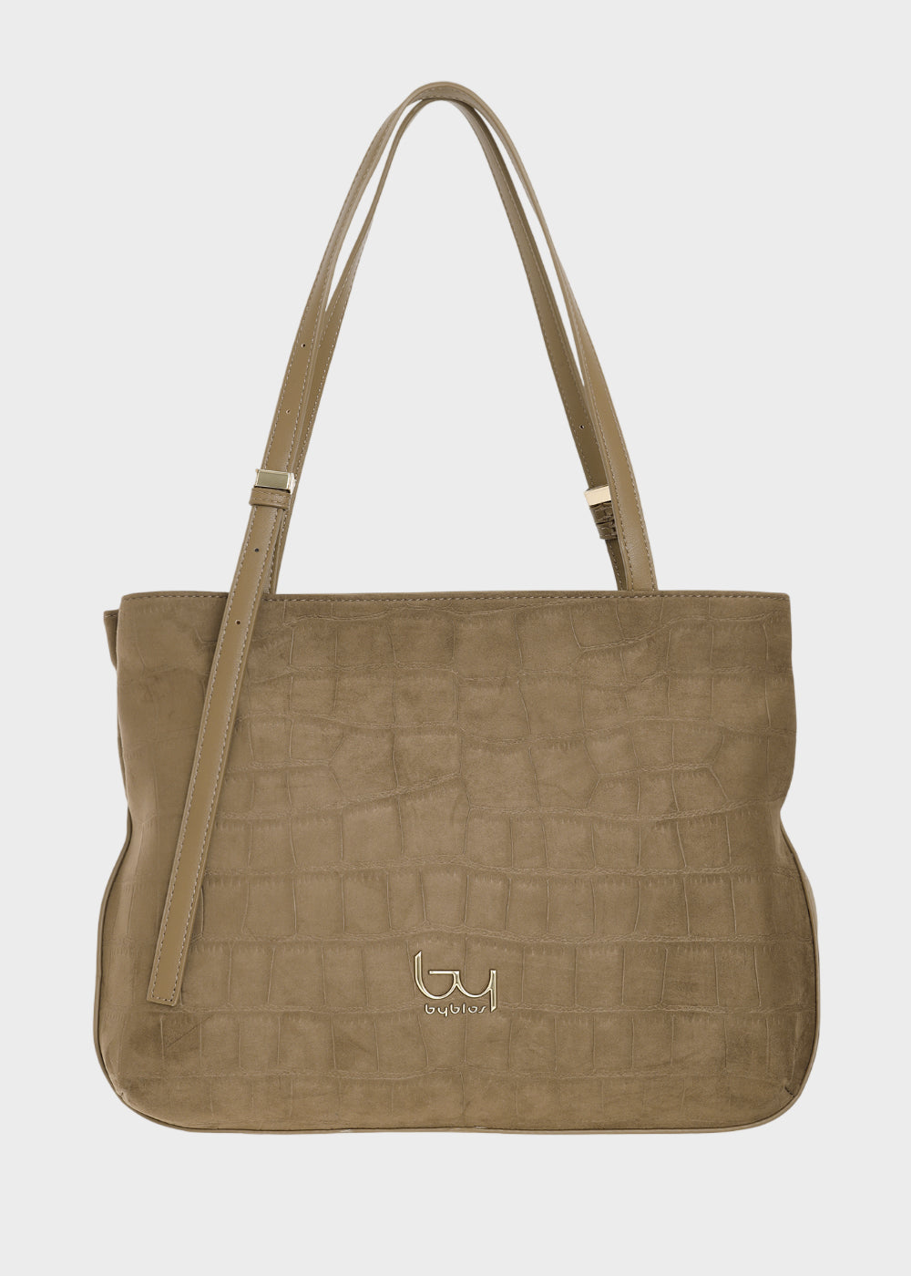 Borsa a spalla Lane con trama coccodrillo in effetto camoscio