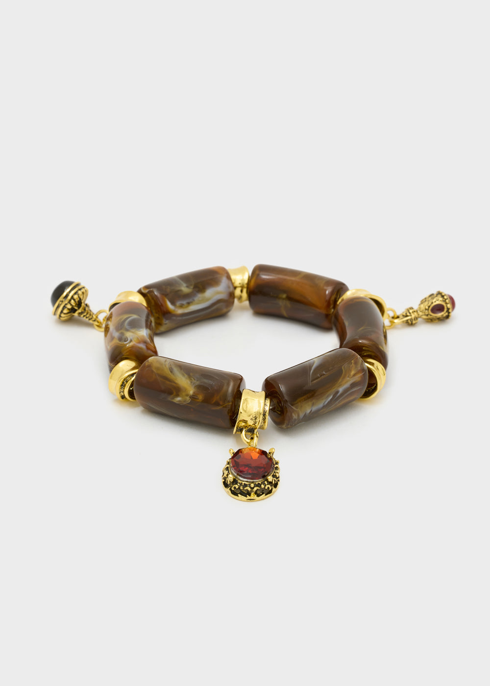 Bracciale Kye in resina con pendenti marrone