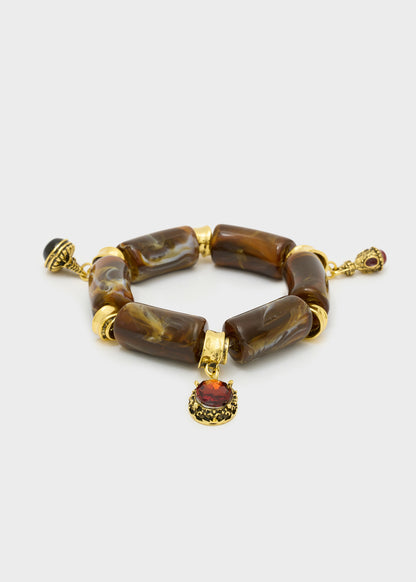 Bracciale Kye in resina con pendenti marrone