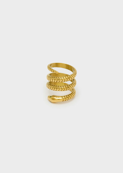 Anello Snake spirale oro in acciaio
