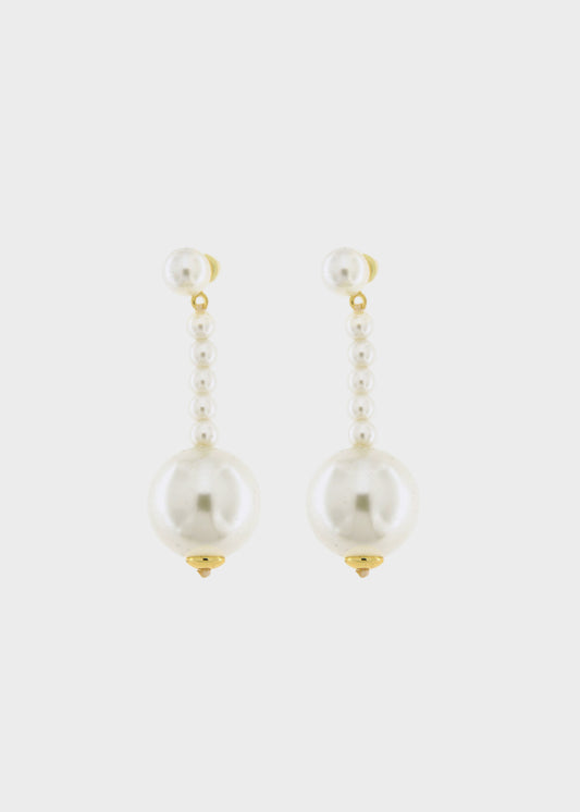 Orecchini pendenti in Metallo color oro con perle