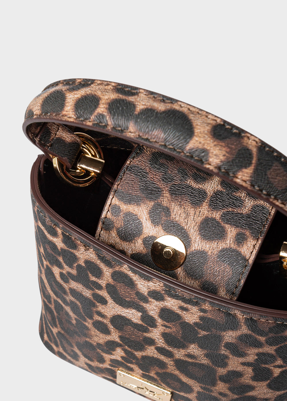Borsa a secchiello Cheryl Leopard con tracolla-4