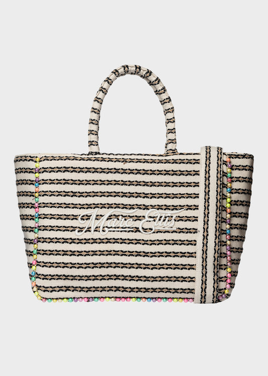 Borsa da Mare a mano Buby L Indy con tracolla, logo frontale e perline laterali