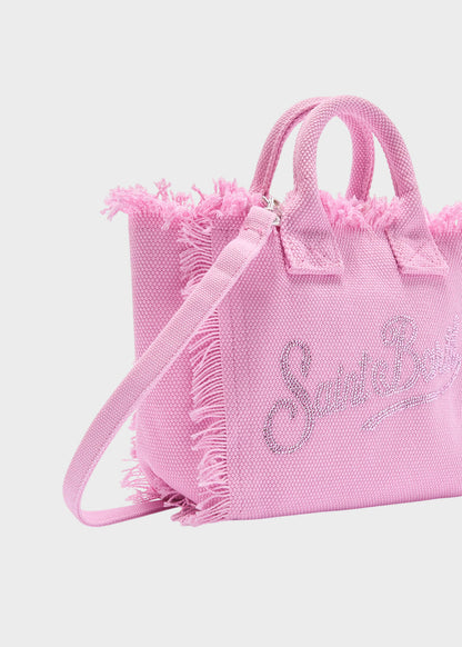 Borsetta da mare piccola Vanity Mini Strass con tracolla, in canvas