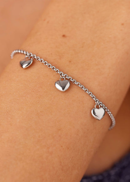 Bracciale Aurora in acciaio con pendenti a forma di cuore