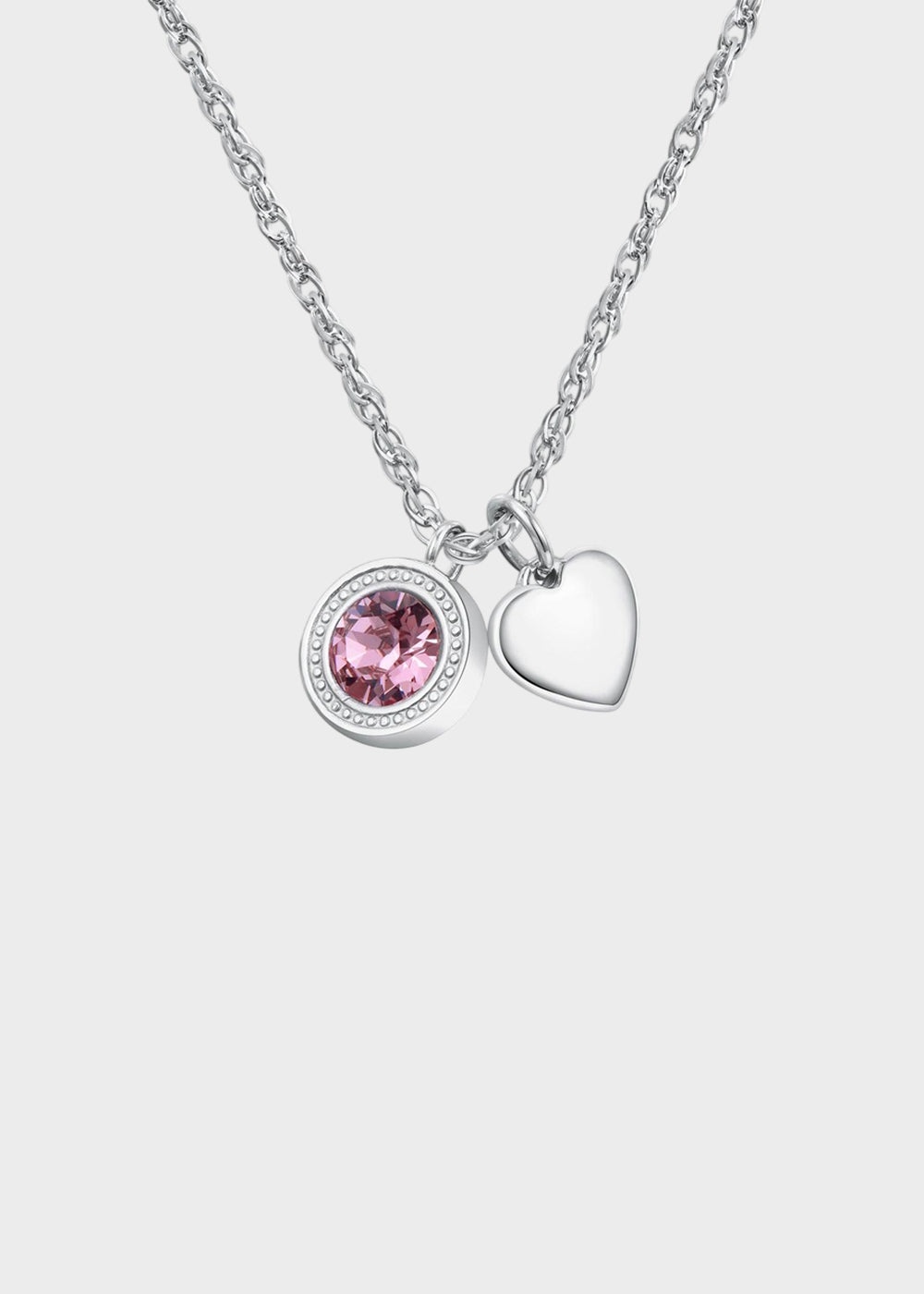 Collana Lucky Light girocollo in acciaio con cristallo Swarovski© rosa e pendente a forma di cuore