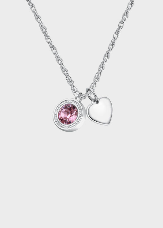 Collana Lucky Light girocollo in acciaio con cristallo Swarovski© rosa e pendente a forma di cuore