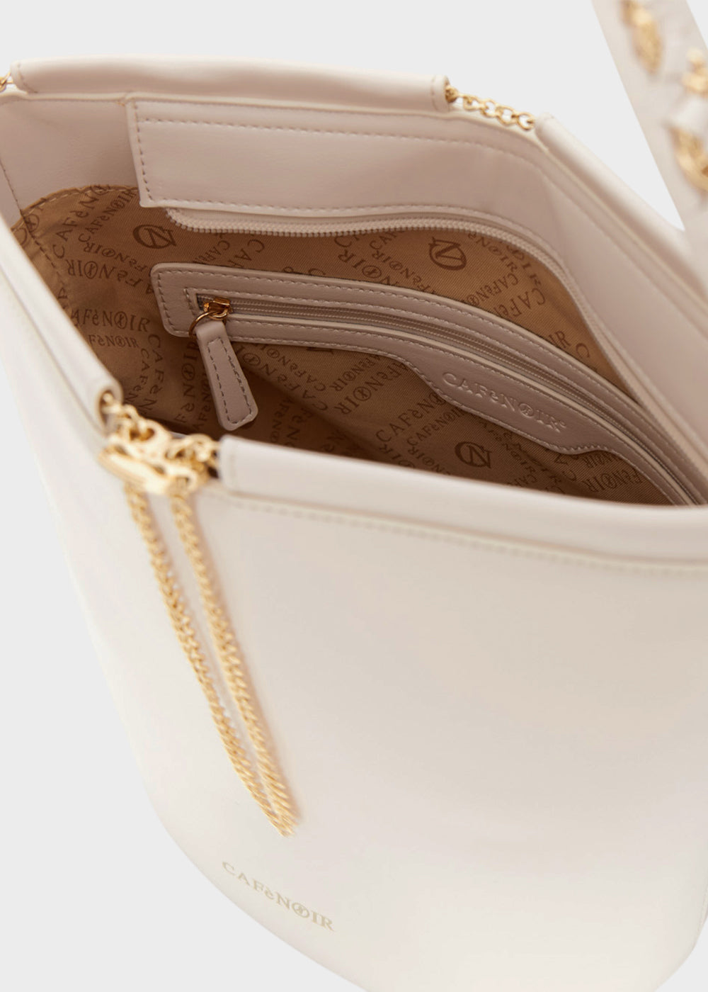 Borsa da spalla a secchiello con tracolla e catenina pendente