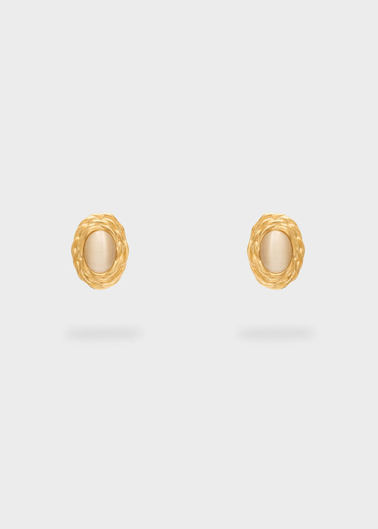 Retro Oval Stainless Steel Earrings