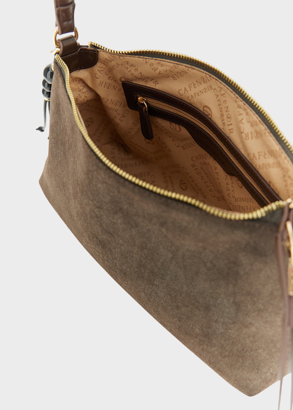 Borsa da spalla con tracolla in effetto camoscio-4