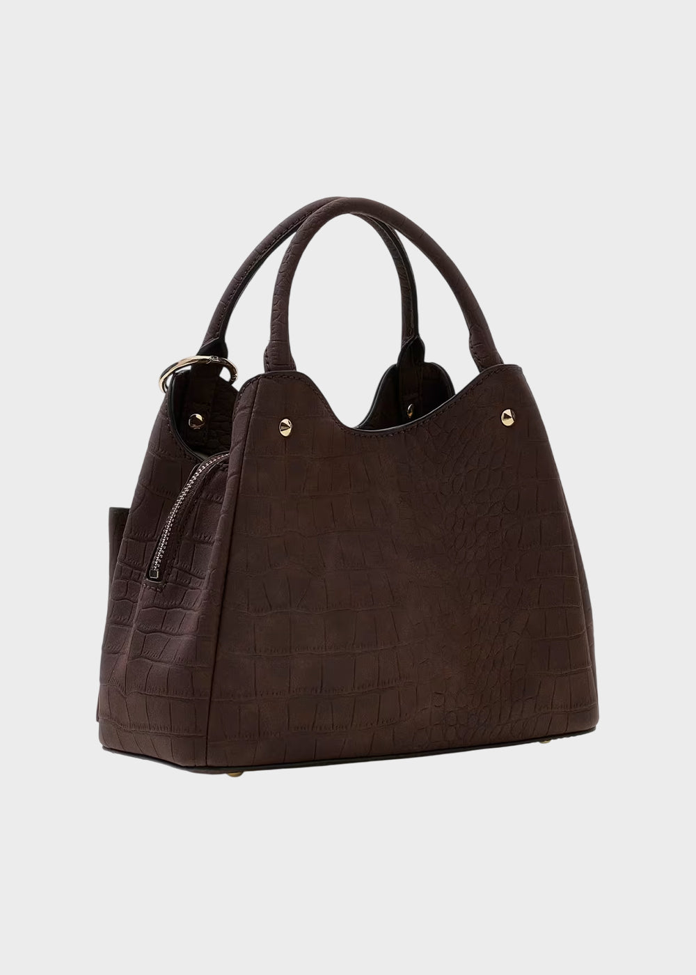 Borsa a mano Lorella Logo con tracolla e charm in pelle sintetica scamosciata-4