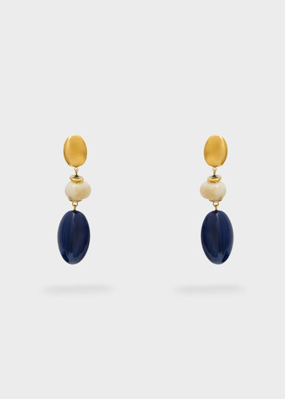 Orecchini in acciaio Paola con pietra in resina blu
