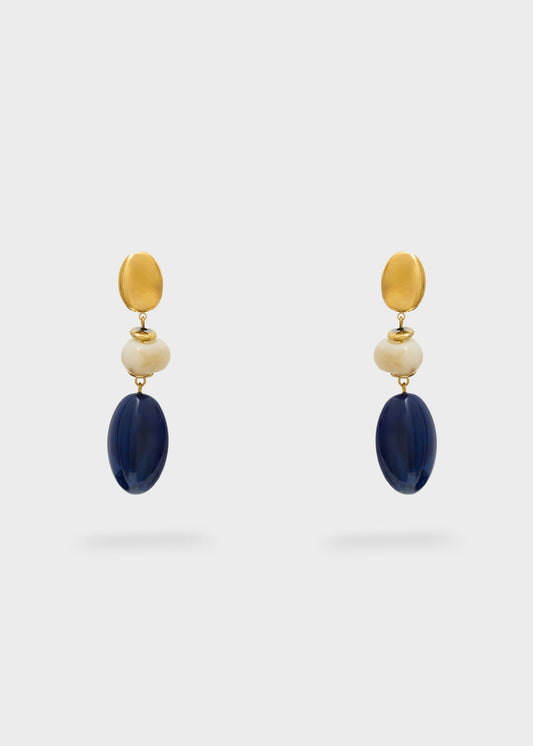 Orecchini in acciaio Paola con pietra in resina blu