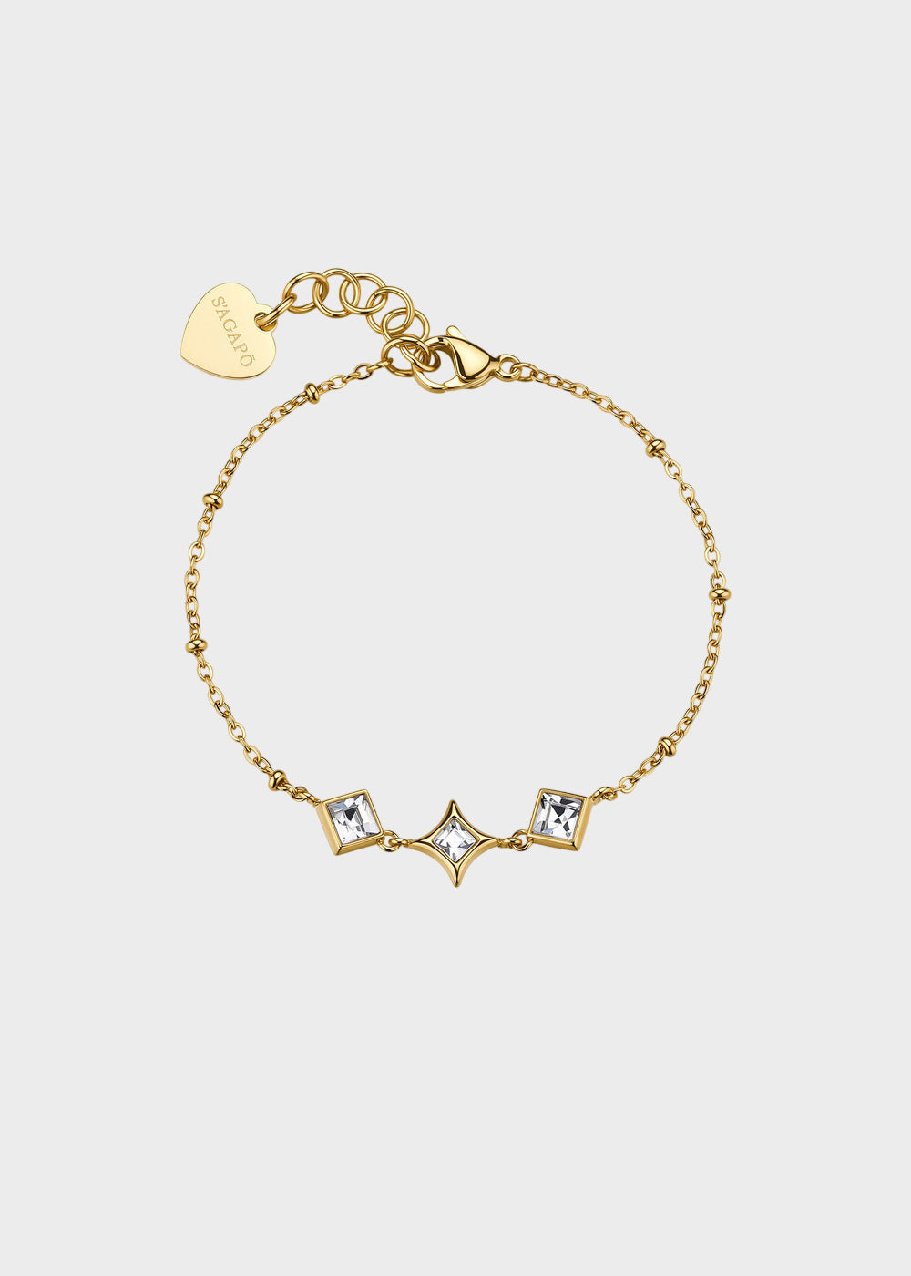 Bracciale Luce in acciaio con finitura pvd oro 14K e cristalli centrali