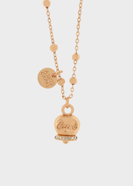 Collana color oro rosa con Campanella Portafortuna Capri