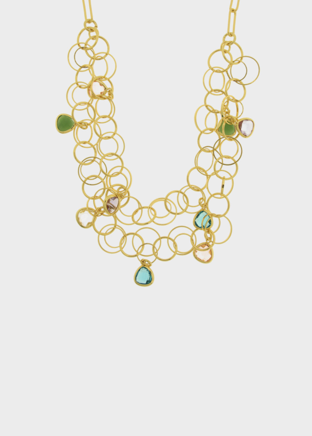 Collana multicerchio in Metallo color oro con pietre colorate