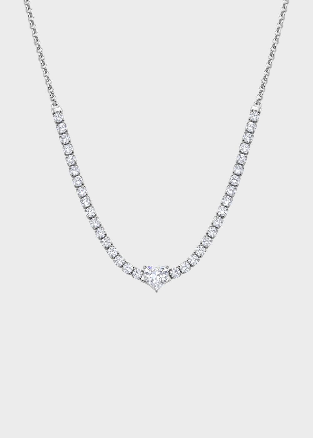Collana Dazzly girocollo in acciaio con zirconi e zircone centrale a forma di cuore