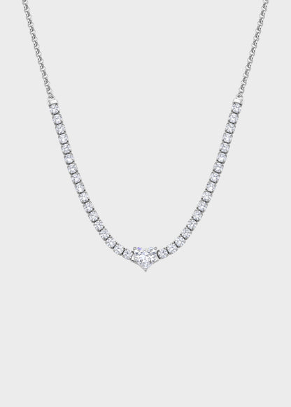 Collana Dazzly girocollo in acciaio con zirconi e zircone centrale a forma di cuore