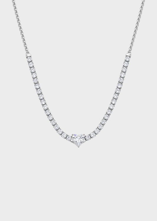 Collana Dazzly girocollo in acciaio con zirconi e zircone centrale a forma di cuore