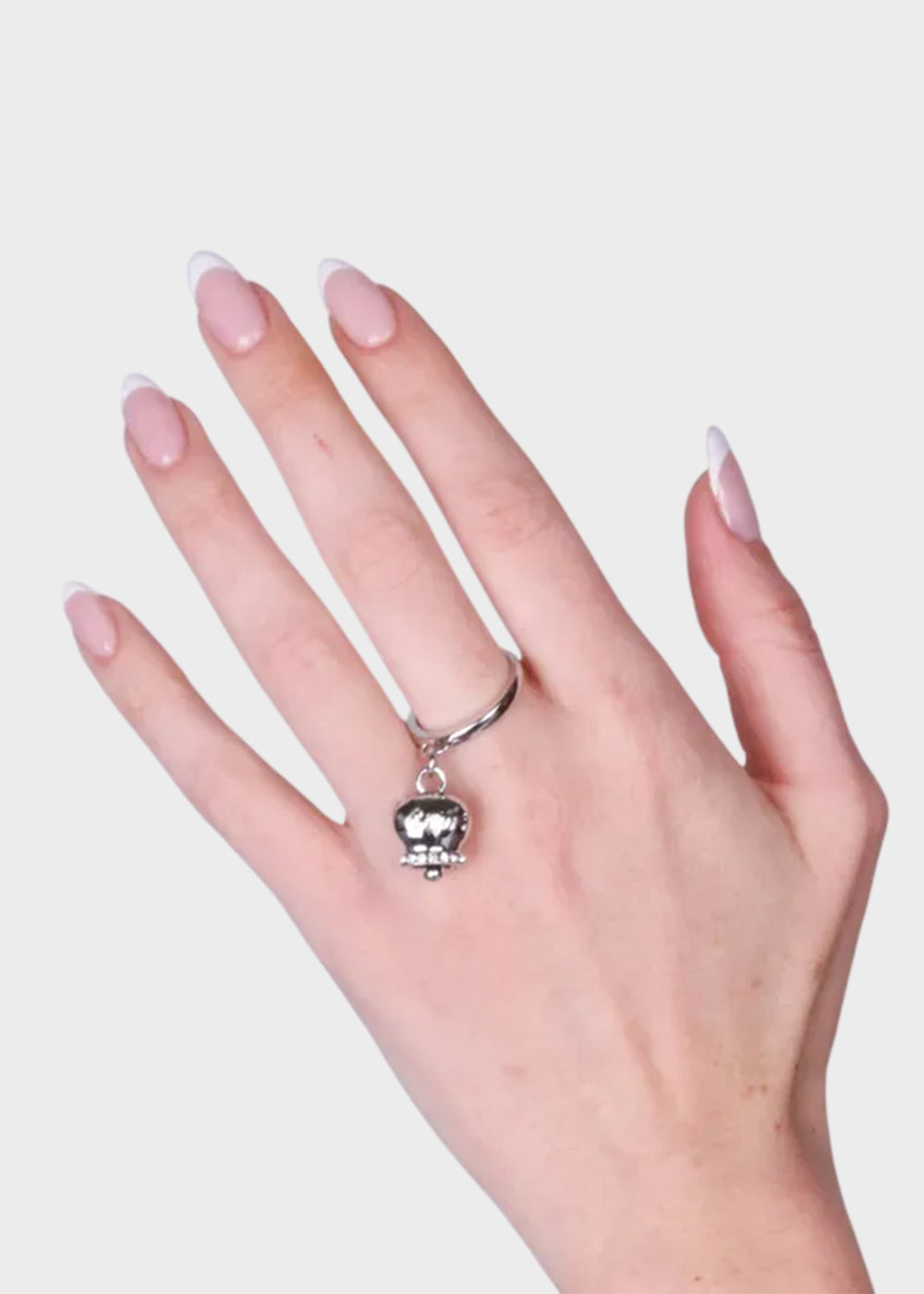 Anello in Acciaio color argento con campanella Capri e cristalli